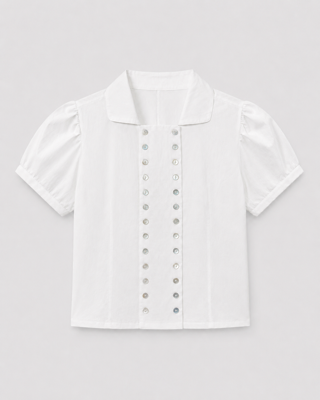 OFFSURGE Double Button Puff Sleeve Top in Brilliant White