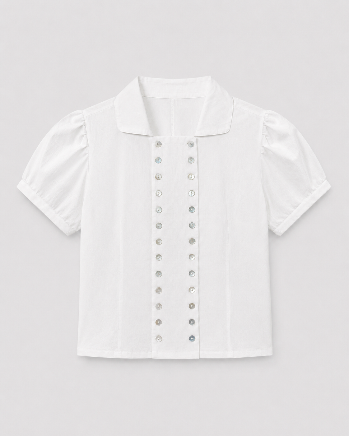 OFFSURGE Double Button Puff Sleeve Top in Brilliant White