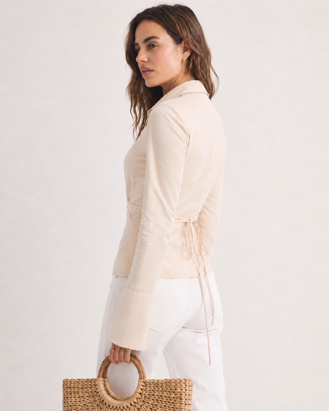 TIE WAIST COLLARED SHIRT