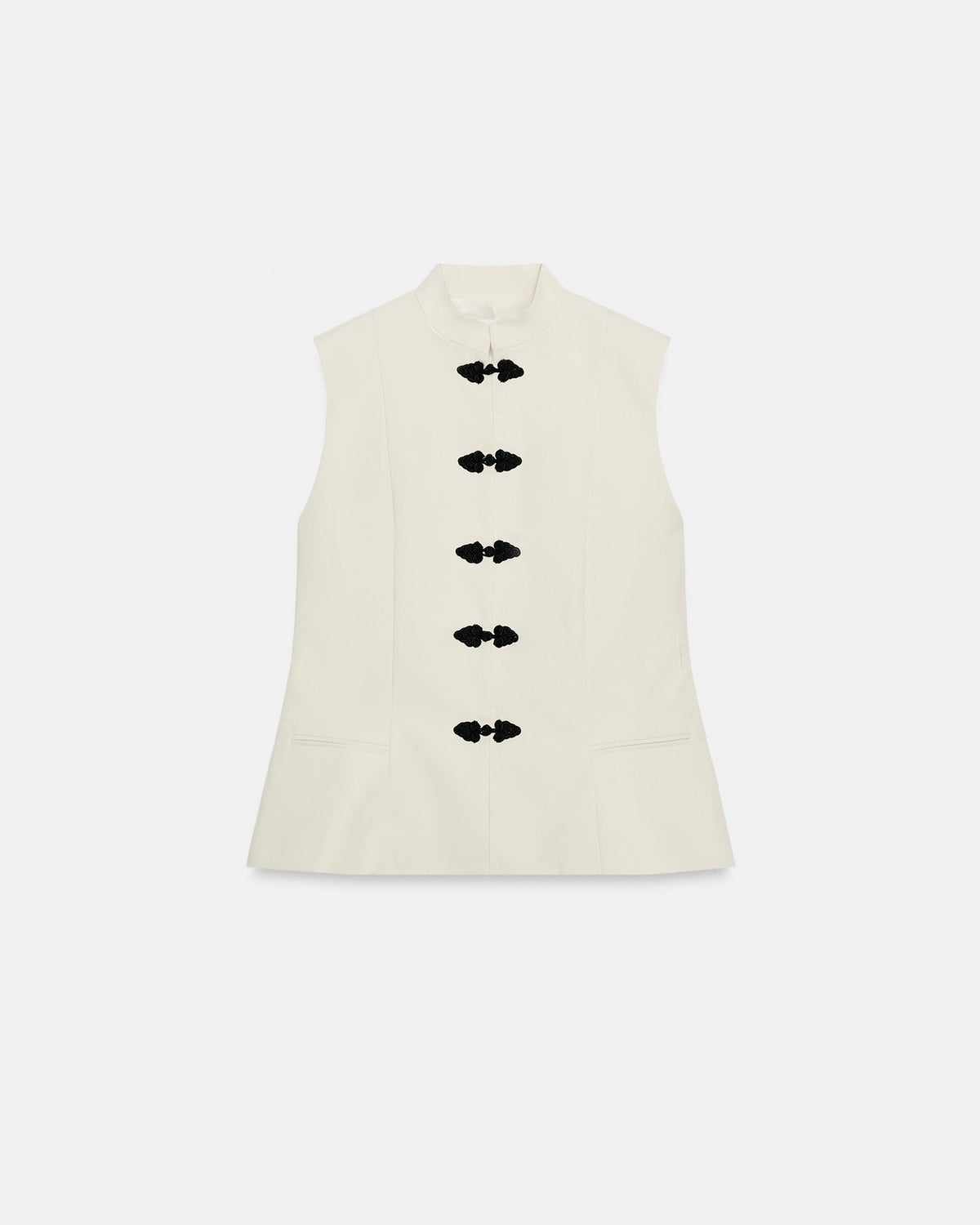 OFFSURGE Sleeveless Frog Closure Vest in Ivory