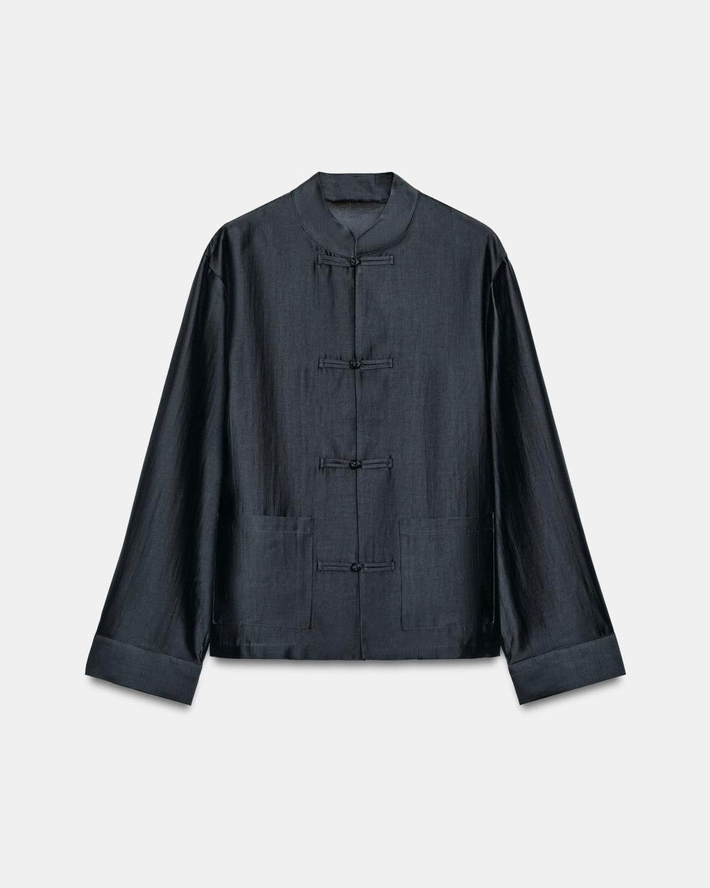 OFFSURGE Mandarin Frog Closure Shirt in Navy
