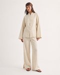 FROG DETAIL WIDE LEG COTTON PANTS