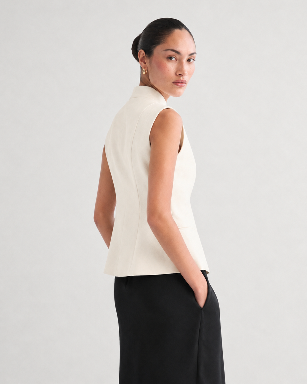 OFFSURGE Sleeveless Frog Closure Vest in Ivory