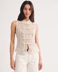 SLEEVELESS LACE MANDARIN TOP