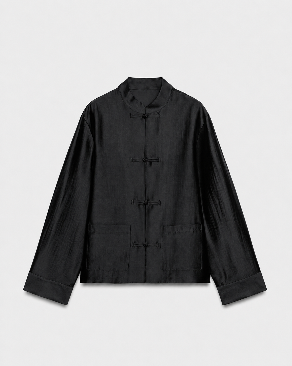 OFFSURGE Mandarin Frog Closure Shirt in Black