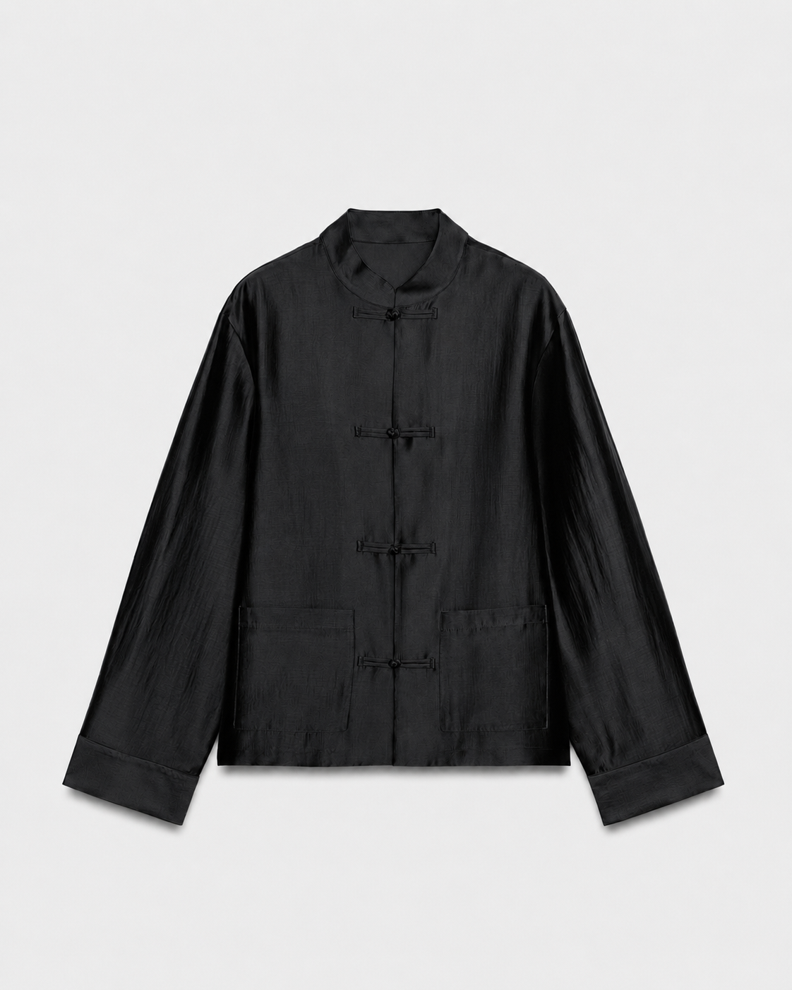 OFFSURGE Mandarin Frog Closure Shirt in Black