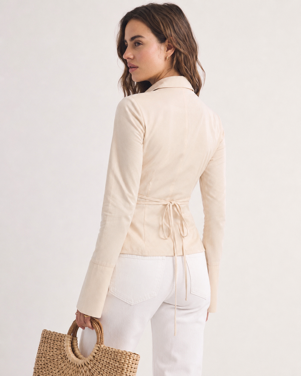 TIE WAIST COLLARED SHIRT