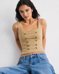 OFFSURGE Frog Closure Corset Top in Khaki