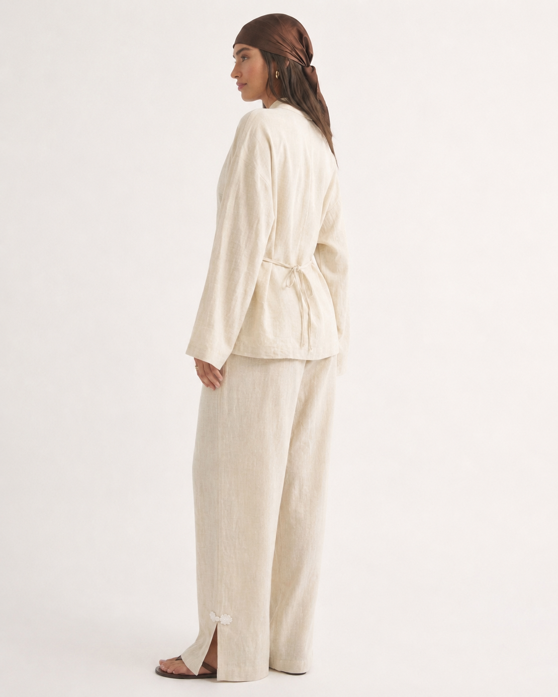 FROG DETAIL WIDE LEG COTTON PANTS