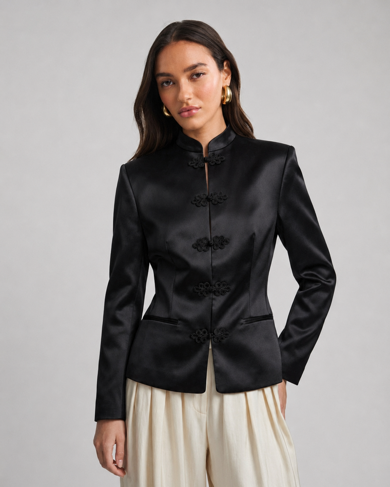 SATIN FROG CLOSURE BLAZER