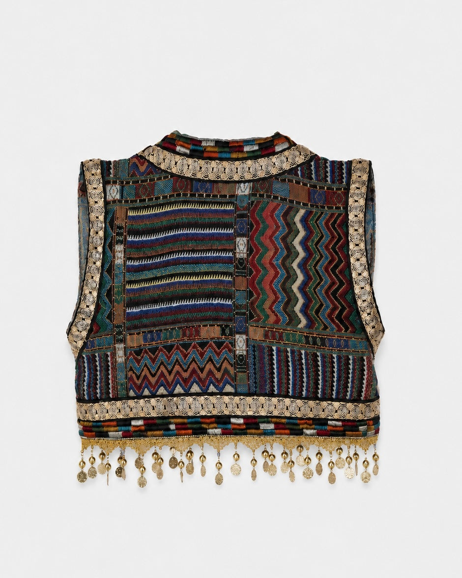 OFFSURGE Embellished Cropped Vest in Black Multi