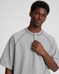 CONTRAST STITCH HENLEY T-SHIRT
