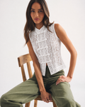SLEEVELESS LACE MANDARIN TOP