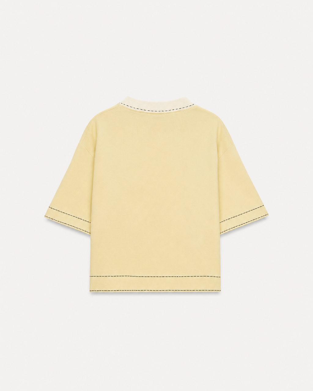OFFSURGE Contrast Collar Knit Top in Butter Yellow