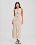 OFFSURGE Sleeveless Button Knit Midi Dress in Soft Cream