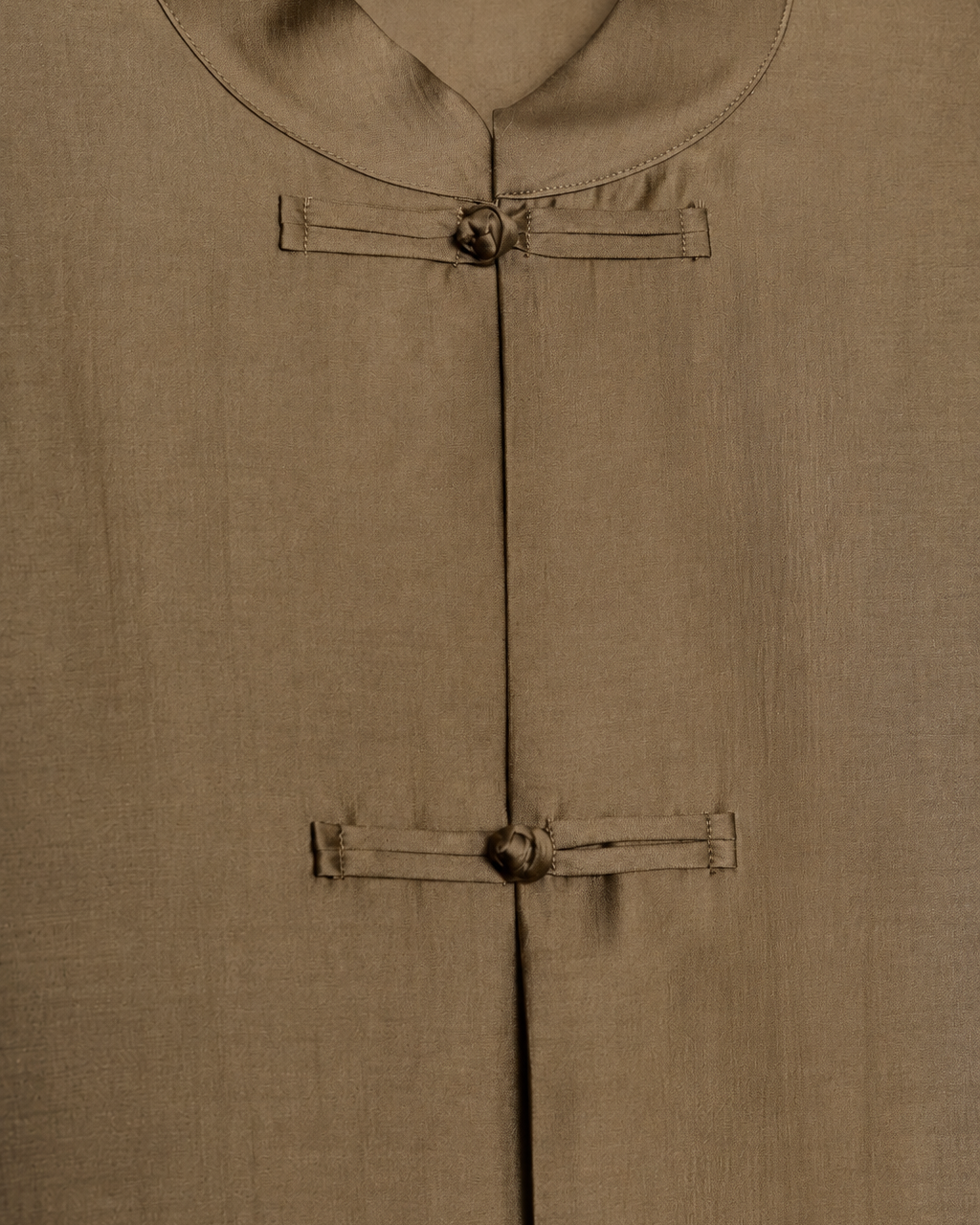 OFFSURGE Mandarin Frog Closure Shirt in Olive Brown