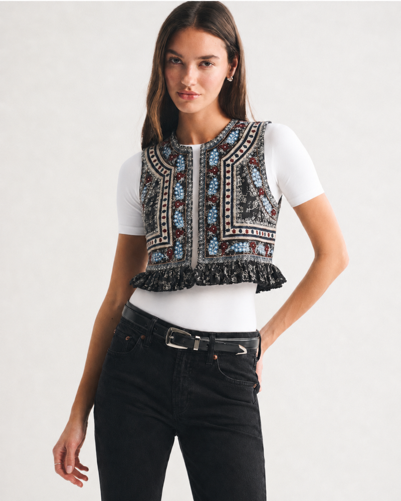 EMBROIDERED SLEEVELESS VEST