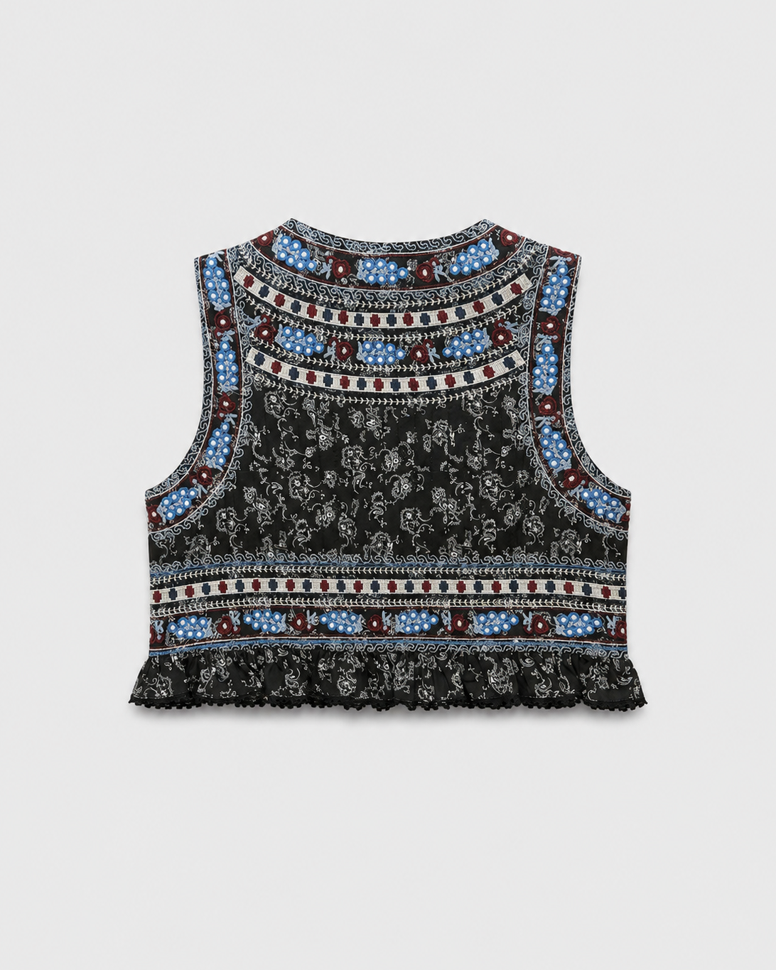 OFFSURGE Embroidered Sleeveless Vest in Black Multi