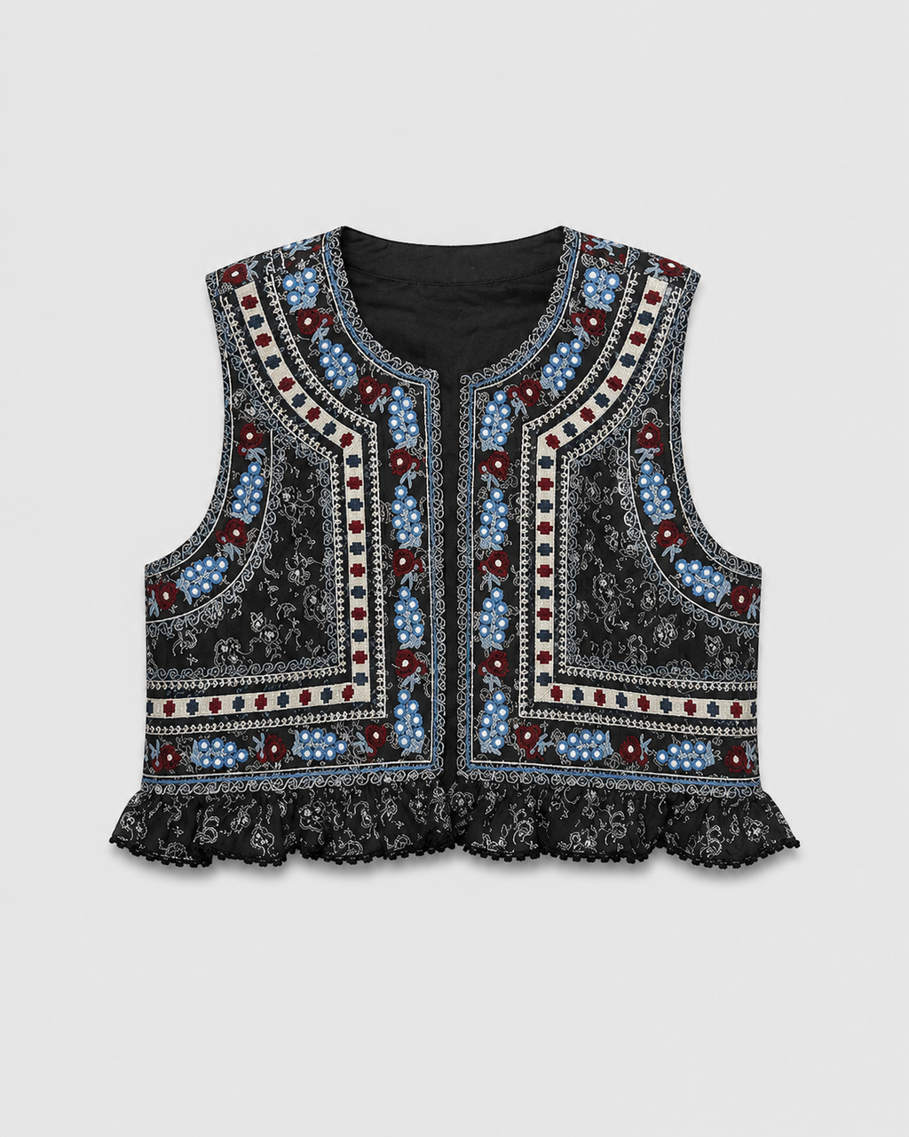 OFFSURGE Embroidered Sleeveless Vest in Black Multi