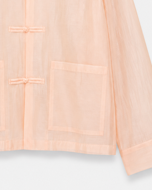 OFFSURGE Mandarin Frog Closure Shirt in Powder Pink