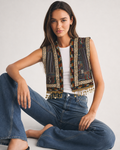 OFFSURGE Embellished Cropped Vest in Black Multi