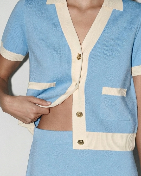 KNIT CONTRAST CARDIGAN TOP