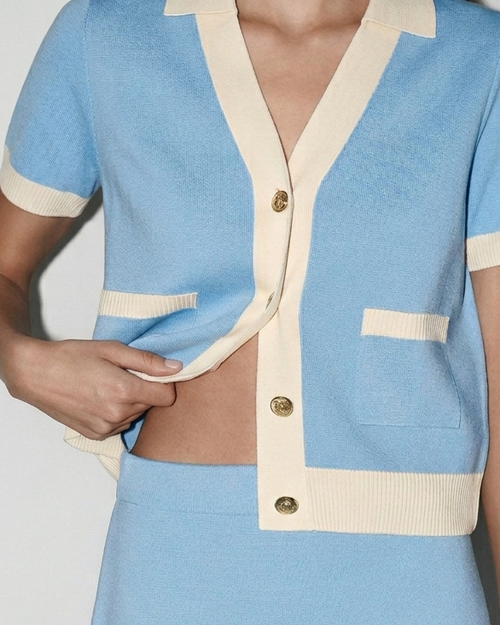 KNIT CONTRAST CARDIGAN TOP