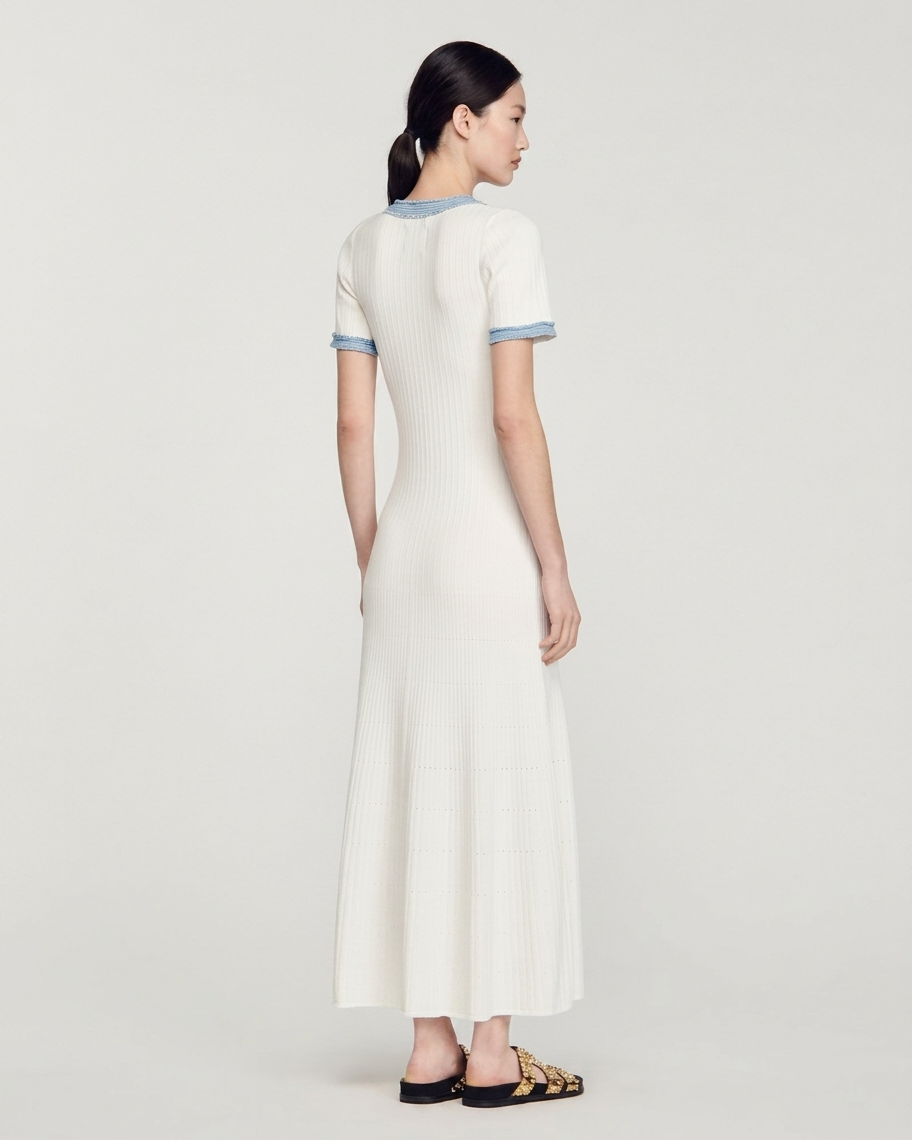 CONTRAST TRIM KNIT MIDI DRESS