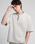 BLANKET STITCH HENLEY T-SHIRT