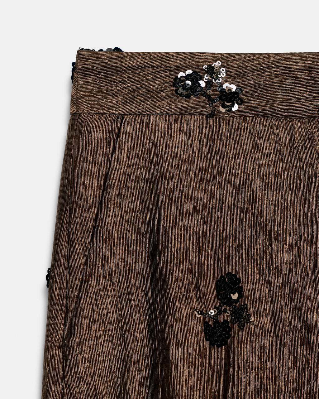 TEXTURED EMBELLISHED WIDE LEG PANTS